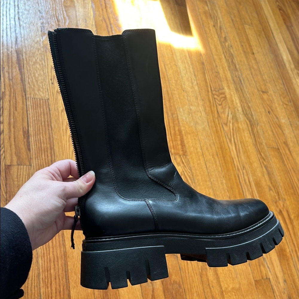 ⭐️ASH Black Leather Chunky Lug Sole Platform Boots